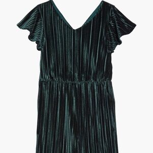 Zuni Girls Size 8 Green Velvet Flutter Sleeve Jumpsuit